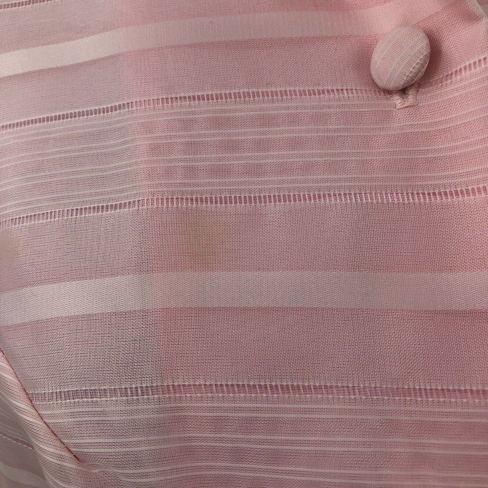 Vintage 60s Pink Stripe Floral Maxi Dress Roses Sheer Layered Mad Men Belted SzS - Picture 10 of 12